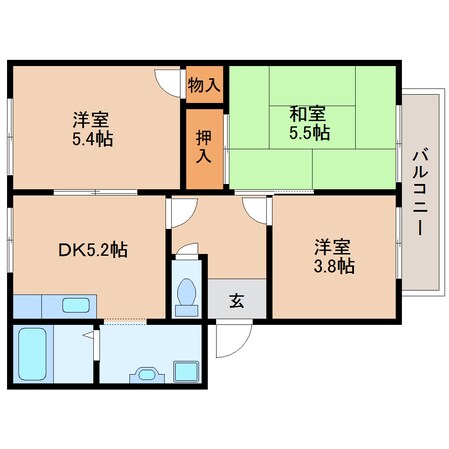 東生駒駅 徒歩18分 1階の物件間取画像